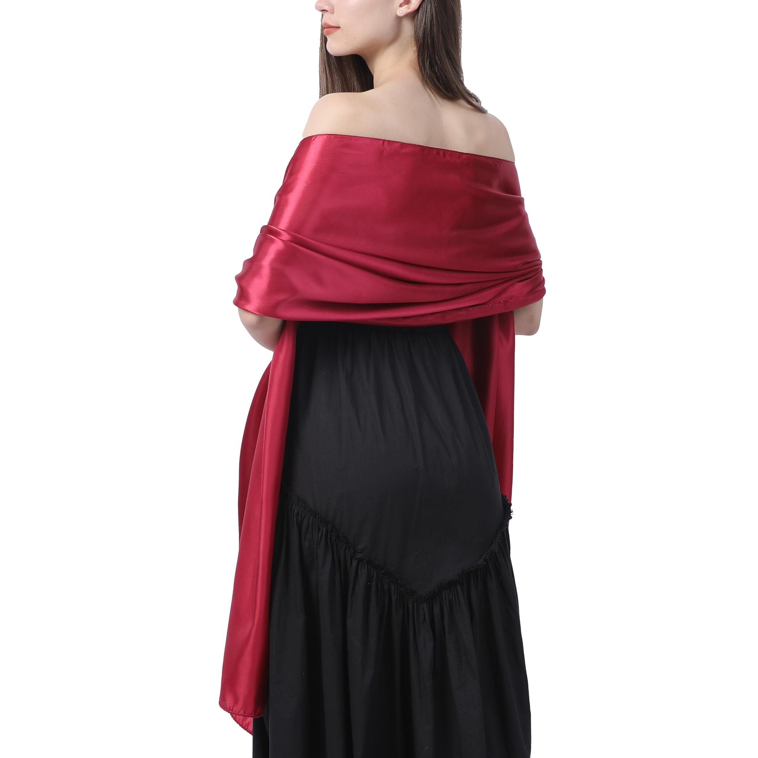6985 Womens Silk Feeling Satin Shawls Lightweight Head Scarves Bridal